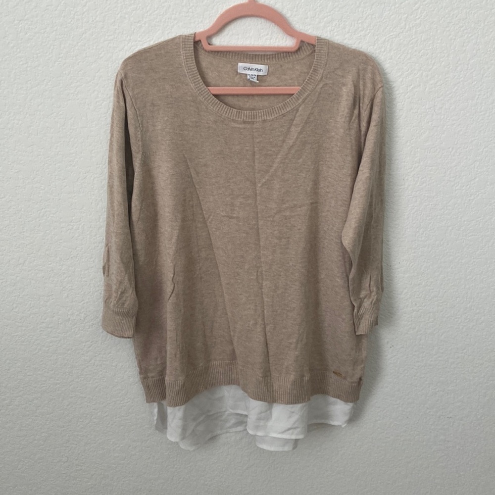 3/4 light long sweater, crew neck by Calvin Klein
